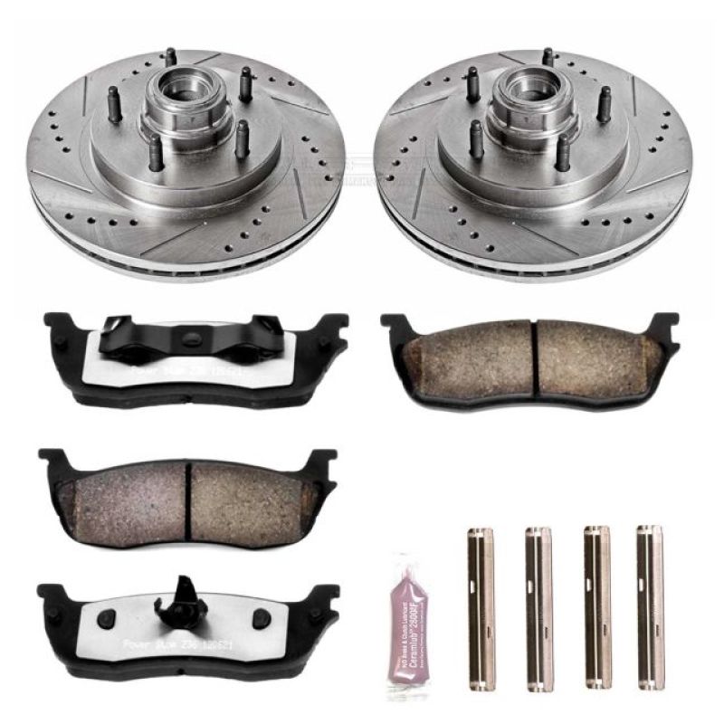 Ford F-150 Brake Kit - Front - PowerStop - Drilled & Slotted Rotors + Carbon-Fiber Ceramic Pads - `97-`00 Ford F-150 Brake Kit - Front - PowerStop - Drilled & Slotted Rotors + Carbon-Fiber Ceramic Pads - `97-`00