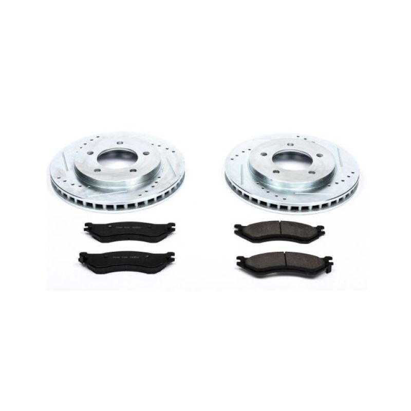 Ford Expedition Brake Kit - Front - PowerStop - Drilled & Slotted Rotors + Carbon-Fiber Ceramic Pads - `97-`02