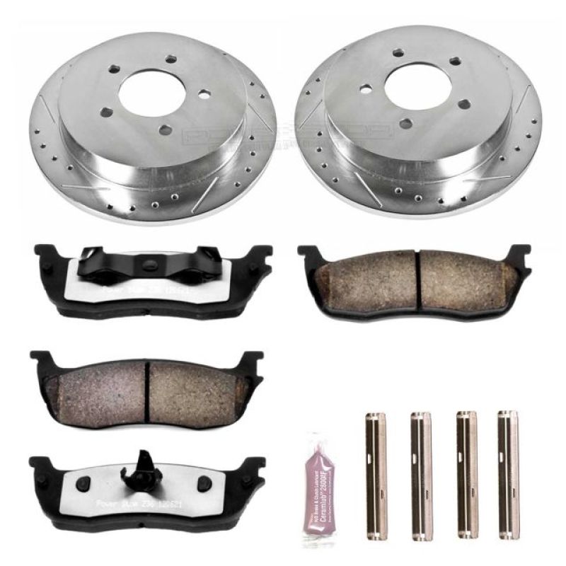 Ford Expedition Brake Kit - Rear - PowerStop - Drilled & Slotted Rotors + Carbon-Fiber Ceramic Pads - `00-`02