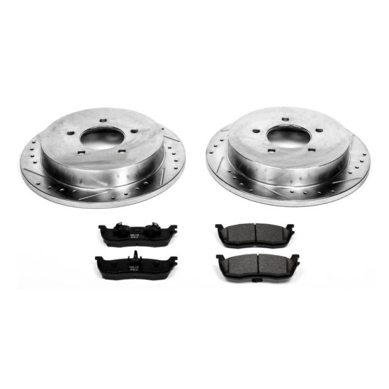 Ford Expedition Brake Kit - Rear - PowerStop - Drilled & Slotted Rotors + Carbon-Fiber Ceramic Pads - `00-`02