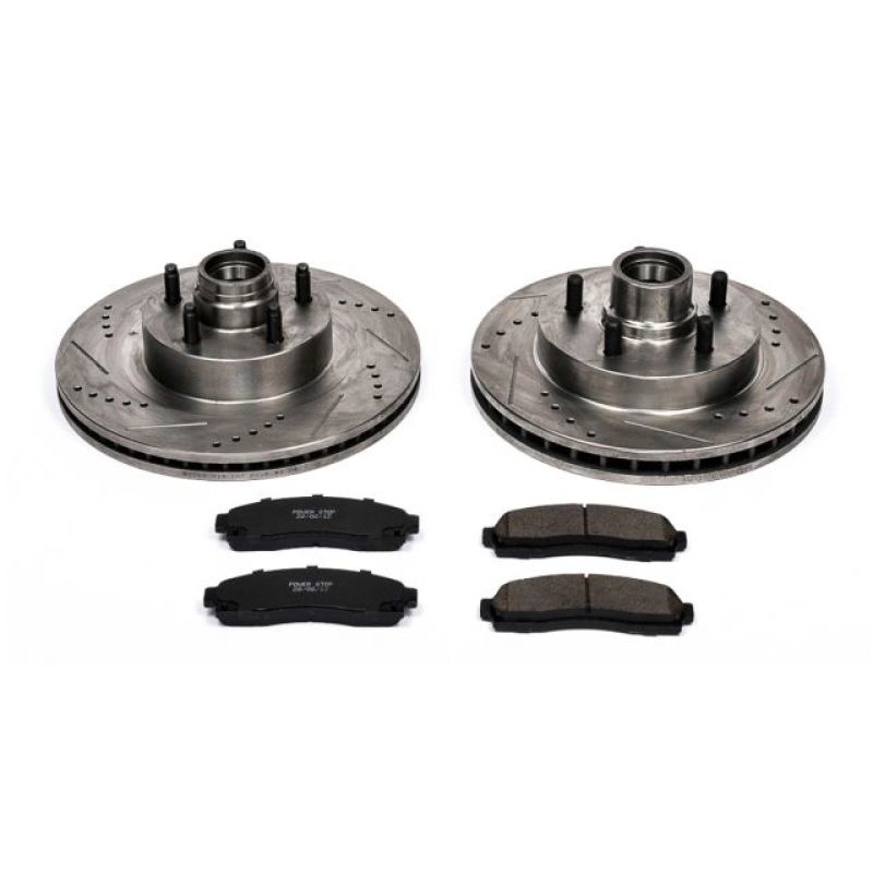 Ford Explorer Sport Brake Kit - Front - PowerStop - Drilled & Slotted Rotors + Carbon-Fiber Ceramic Pads - `01-`03