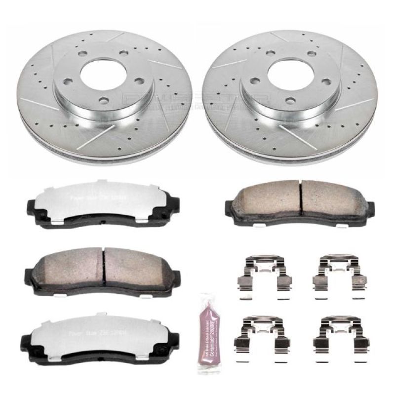 Ford Escape Brake Kit - Front - PowerStop - Drilled & Slotted Rotors + Carbon-Fiber Ceramic Pads - `01-`07