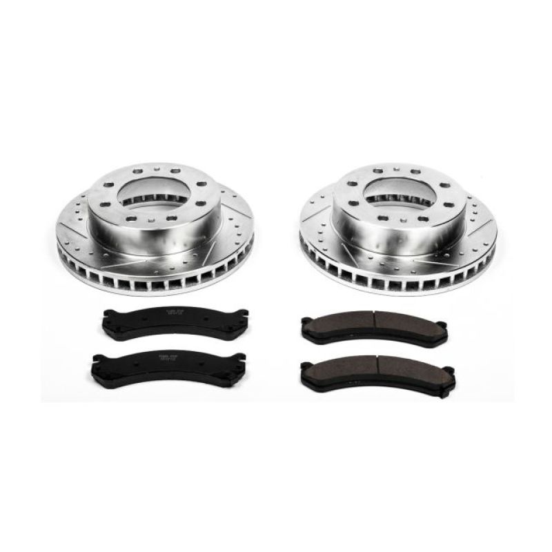 Cadillac DeVille Brake Kit - Front - PowerStop - Drilled & Slotted Rotors + Carbon-Fiber Ceramic Pads - `00-`05