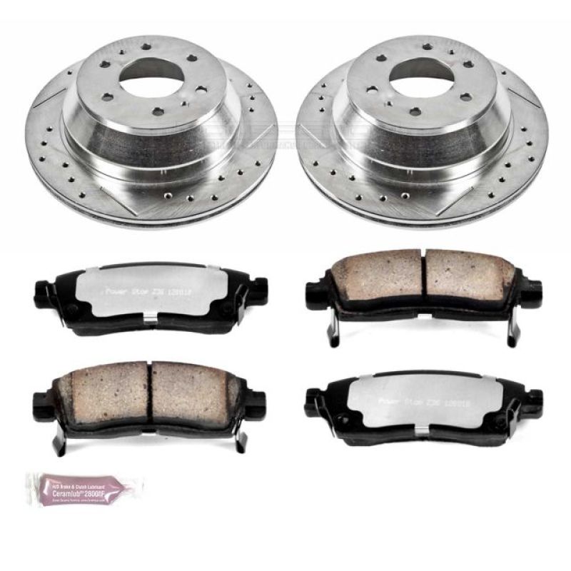 Buick Rainier Brake Kit - Rear - PowerStop - Drilled & Slotted Rotors + Carbon-Fiber Ceramic Pads - `04-`07