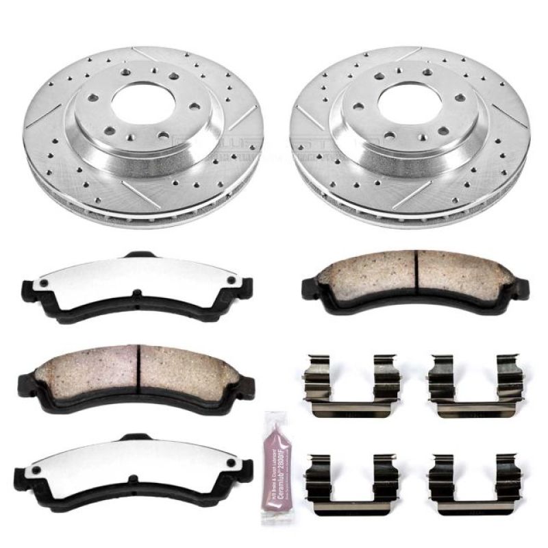 Buick Rainier Brake Kit - Front - PowerStop - Z36 Truck & Tow + Drilled & Slotted Rotors + Carbon-Fiber Ceramic Pads - `04-`05