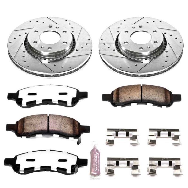 Buick Rainier Brake Kit - Front - PowerStop - Z36 Truck & Tow with Drilled & Slotted Rotors + Carbon-Fiber Ceramic Pads - `06-`07