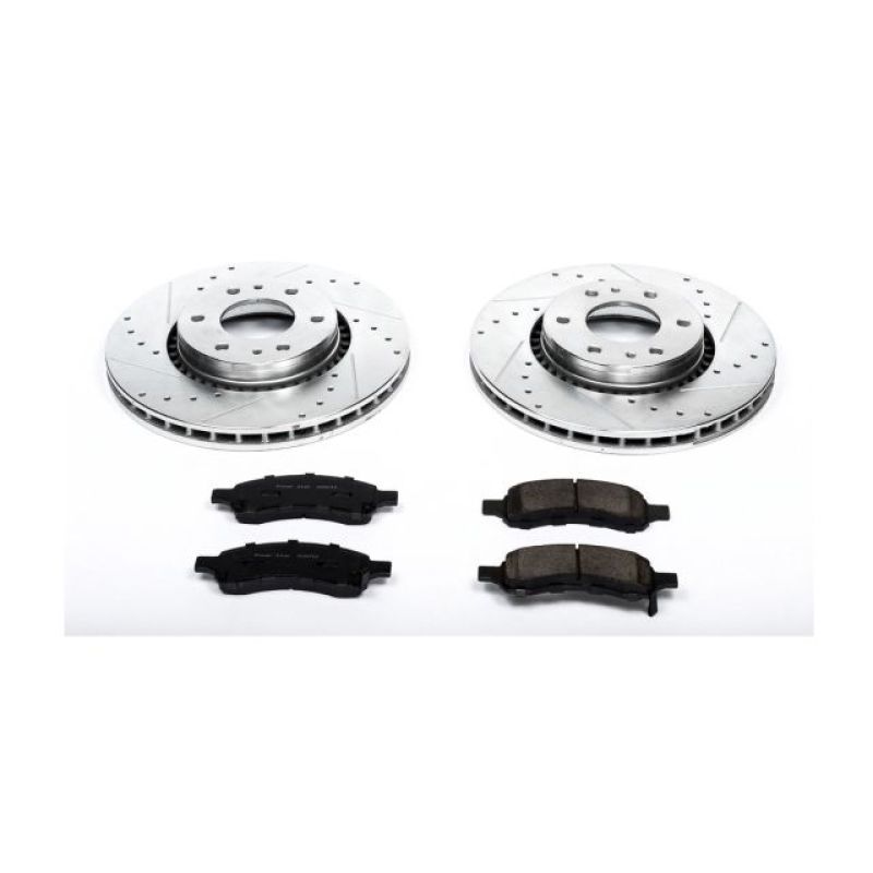 Buick Rainier Brake Kit - Front - PowerStop - Z23 Evolution Sport: Drilled & Slotted Rotors + Carbon-Fiber Ceramic Pads - `06-`07