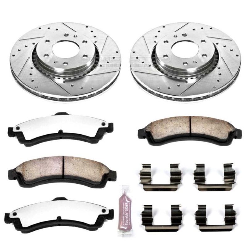 Buick Rainier Brake Kit - Front - PowerStop - Drilled & Slotted Rotors + Carbon-Fiber Ceramic Pads - `04-`05