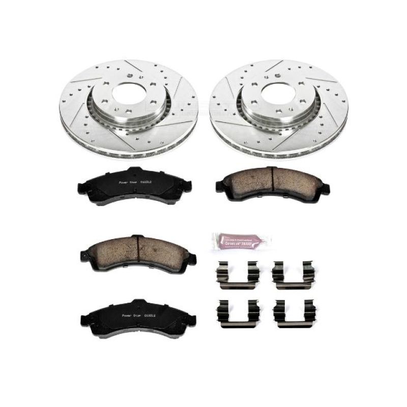 Buick Rainier Brake Kit - Front - PowerStop - Drilled & Slotted Rotors + Carbon-Fiber Ceramic Pads - `04-`05