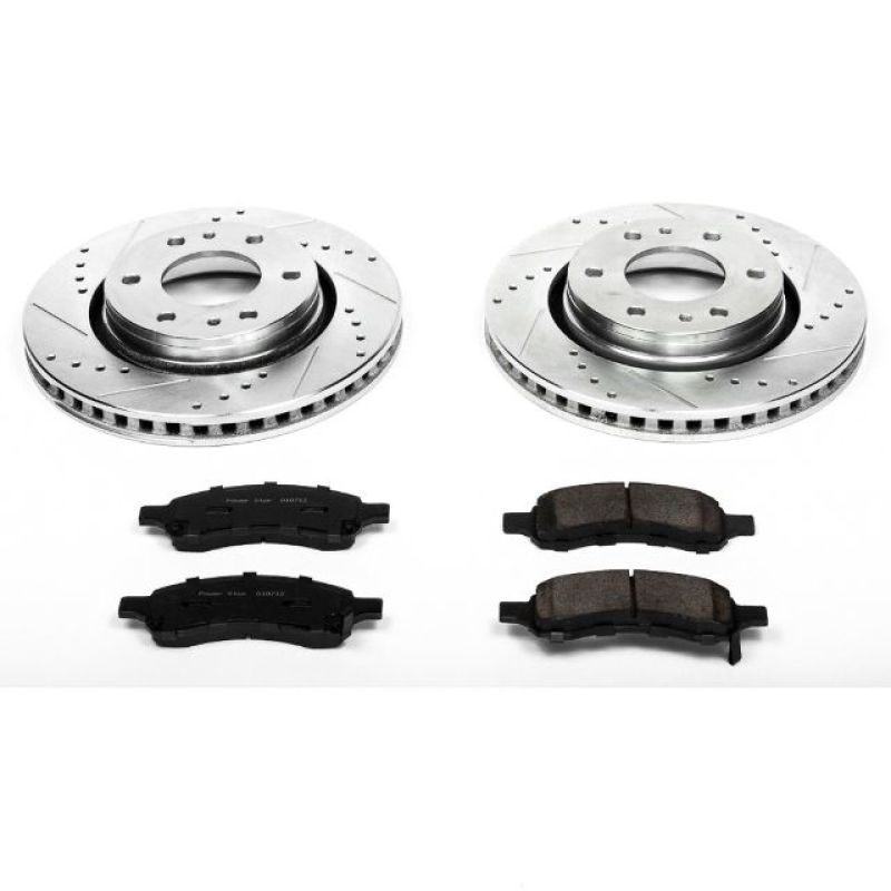 Buick Rainier Brake Kit - Front - PowerStop - Drilled & Slotted Rotors + Carbon-Fiber Ceramic Pads - `06-`07