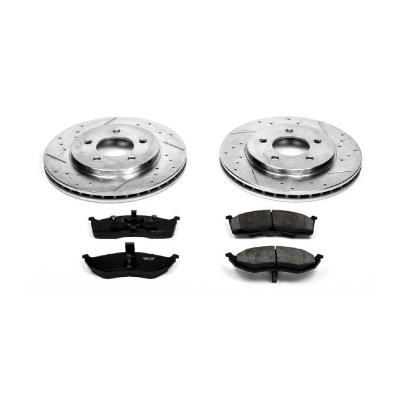 Chrysler Grand Voyager Brake Kit - Front - PowerStop - Z23 Evolution Sport + Drilled & Slotted Rotors + Carbon-Fiber Ceramic Pads - 2000