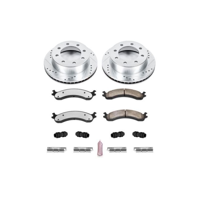 Dodge Ram 2500 Brake Kit - Front - PowerStop - Drilled & Slotted Rotors + Carbon-Fiber Ceramic Pads - `00-`02