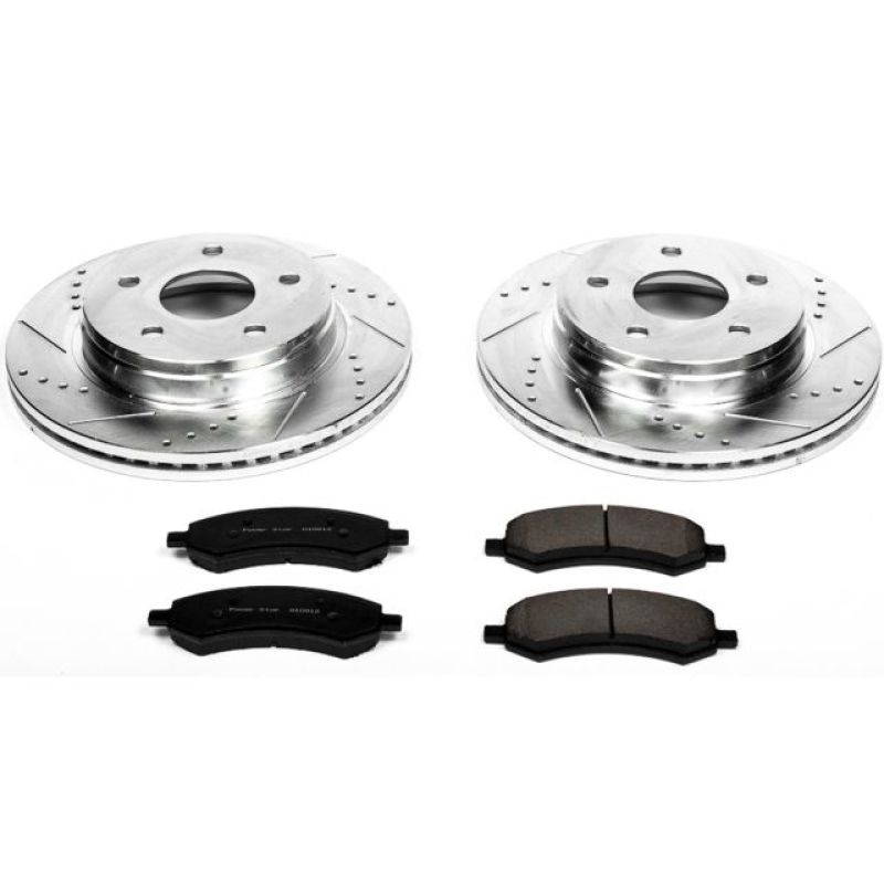 Chrysler Aspen Brake Kit - Front - PowerStop - Drilled & Slotted Rotors + Carbon-Fiber Ceramic Pads - `07-`09