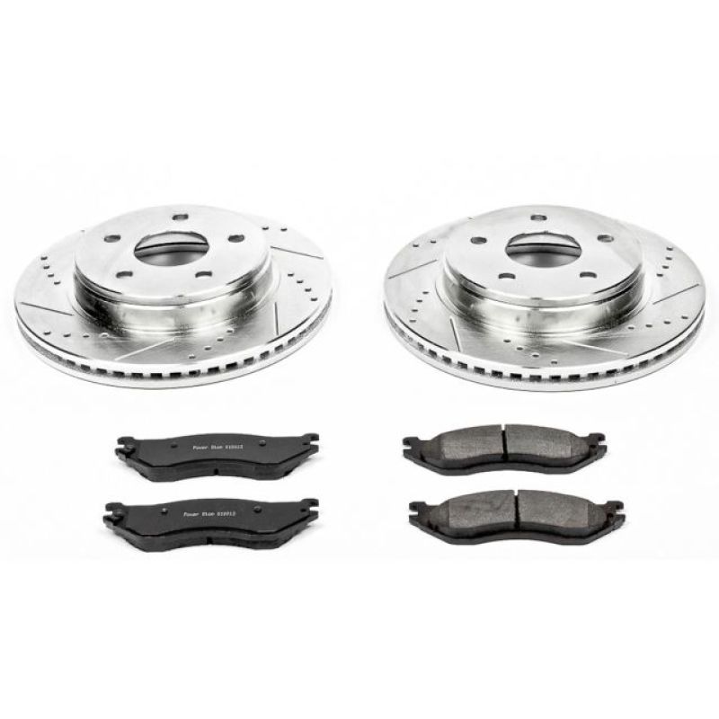 Dodge Durango Brake Kit - Front - PowerStop - Z23 Evolution Sport - Drilled & Slotted Rotors + Carbon-Fiber Ceramic Pads - `04-`06