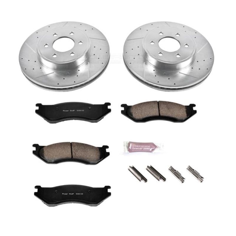 Dodge Durango Brake Kit - Front - PowerStop - Drilled & Slotted Rotors + Carbon-Fiber Ceramic Pads - 2003