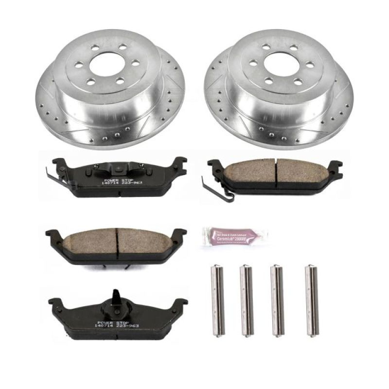 Dodge Dakota Brake Kit - Rear - PowerStop - Z23 Evolution Sport Upgrade Kit + Carbon-Fiber Ceramic Pads + Drilled & Slotted Rotors - `03-`04
