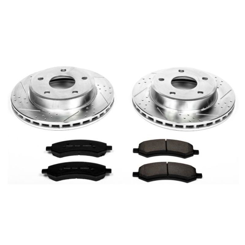 Mitsubishi Raider Brake Kit - Front - PowerStop - Drilled/Slotted Rotors + Carbon-Fiber Ceramic Pads - `06-`09 Mitsubishi Raider Brake Kit - Front - PowerStop - Drilled/Slotted Rotors + Carbon-Fiber Ceramic Pads - `06-`09