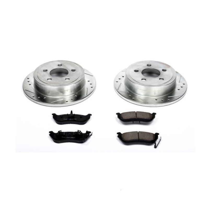 Jeep Liberty Brake Kit - Rear - PowerStop - Drilled & Slotted Rotors + Carbon-Fiber Ceramic Pads - `03-`07