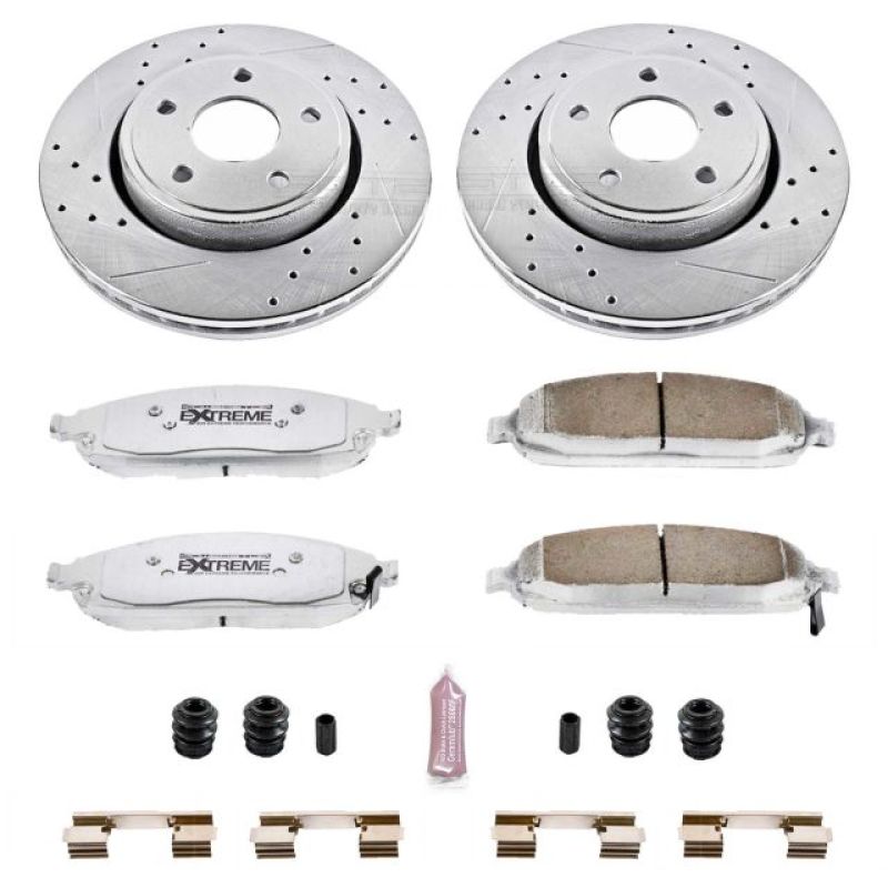 Jeep Commander Brake Kit - Front - PowerStop - Drilled & Slotted Rotors + Carbon-Fiber Ceramic Pads - `06-`10