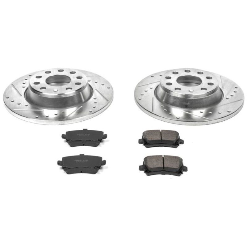 Audi A3 Brake Kit - Rear - PowerStop - Drilled & Slotted Rotors + Carbon-Fiber Ceramic Pads - `06-`09 Audi A3 Brake Kit - Rear - PowerStop - Drilled & Slotted Rotors + Carbon-Fiber Ceramic Pads - `06-`09