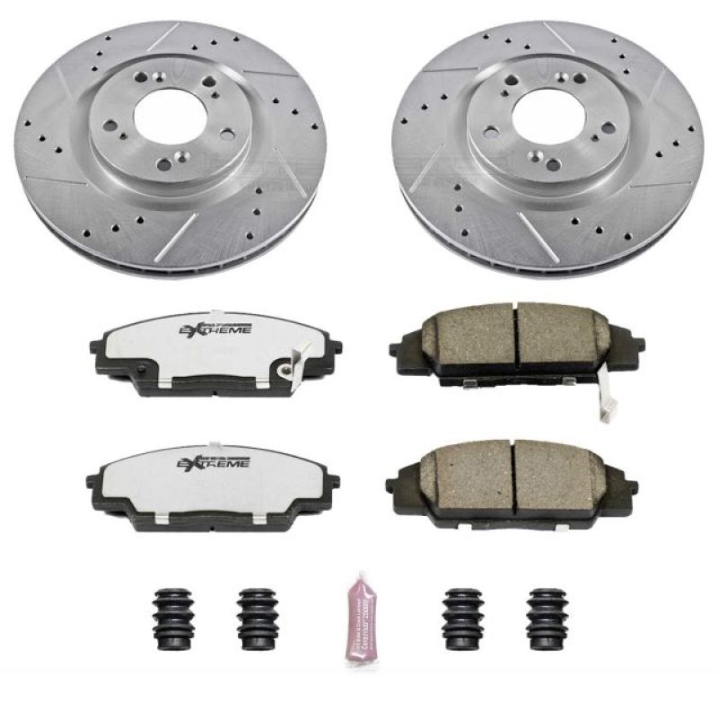 Honda S2000 Brake Kit - Front - PowerStop - Drilled & Slotted Rotors + Carbon-Fiber Ceramic Pads - `00-`09
