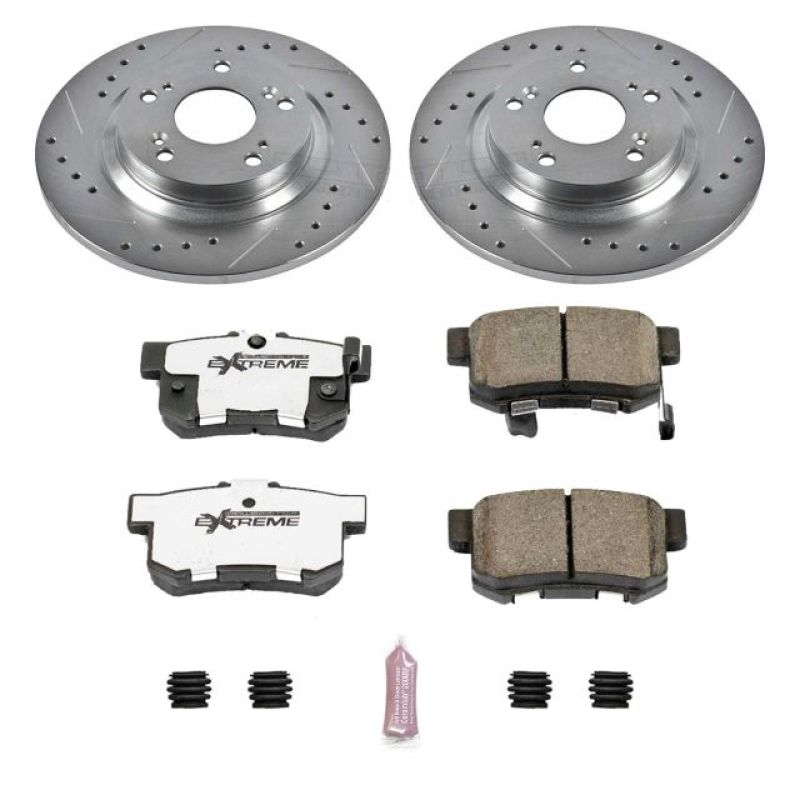Honda S2000 Brake Kit - Rear - PowerStop - Drilled & Slotted Rotors + Carbon-Fiber Ceramic Pads - `00-`09