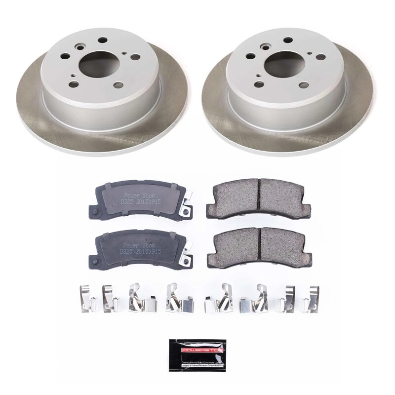 Toyota Corolla Brake Kit - Front + Rear - PowerStop - Drilled & Slotted Rotors + Carbon-Fiber Ceramic Brake Pads - `05-`06