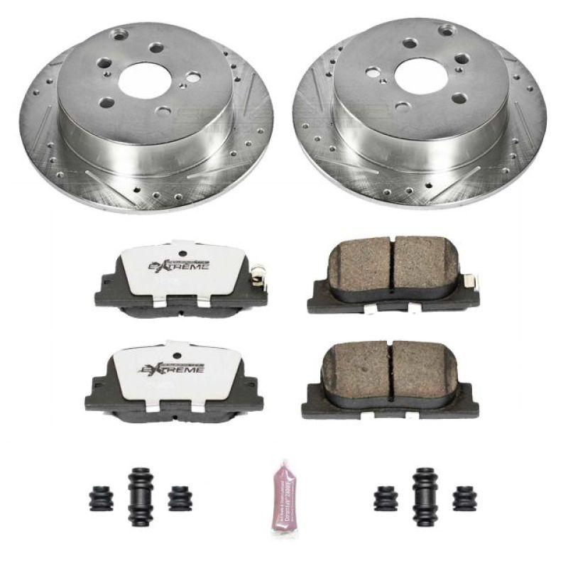 Pontiac Vibe Brake Kit - Rear - PowerStop - Drilled & Slotted Rotors + Carbon-Fiber Ceramic Pads - `03-`06