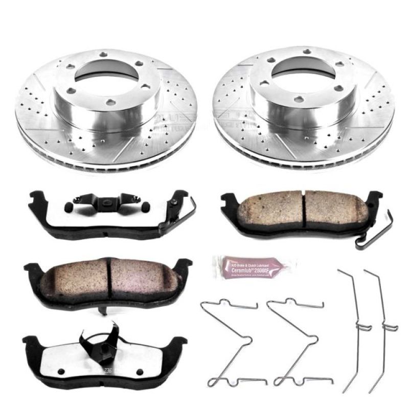 Toyota Sequoia Brake Kit - Front - PowerStop - Drilled & Slotted Rotors + Carbon-Fiber Ceramic Pads - `01-`02