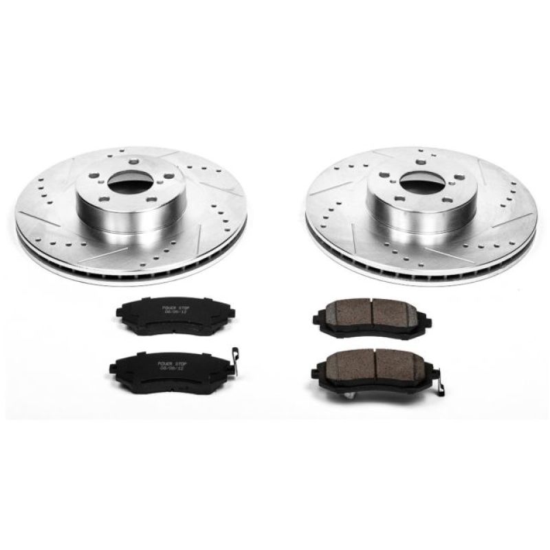 Subaru Baja Brake Kit - Front - PowerStop - Drilled & Slotted Rotors + Carbon-Fiber Ceramic Pads - `03-`06 Subaru Baja Brake Kit - Front - PowerStop - Drilled & Slotted Rotors + Carbon-Fiber Ceramic Pads - `03-`06