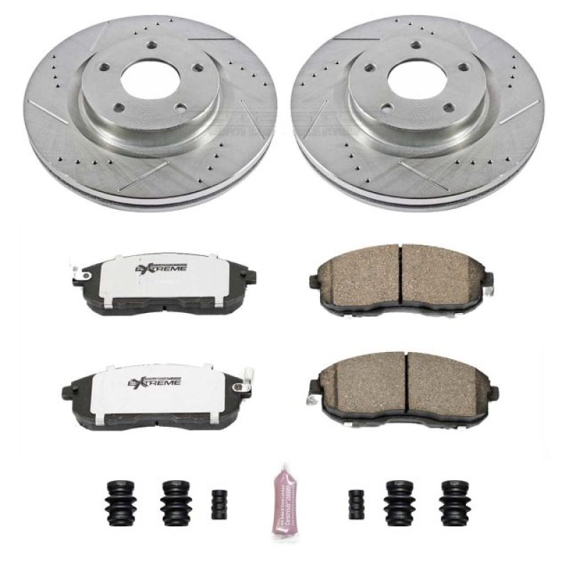 Nissan Altima Brake Kit - Front - PowerStop - Drilled & Slotted Rotors + Carbon-Fiber Ceramic Pads - `07-`13