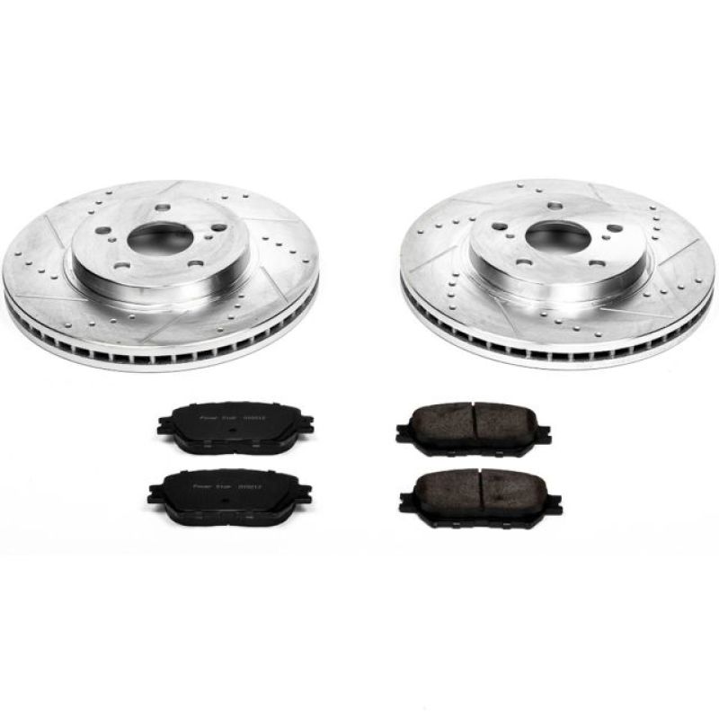 Toyota Camry Brake Kit - Front - PowerStop - Drilled & Slotted Rotors + Carbon-Fiber Ceramic Pads - 2002