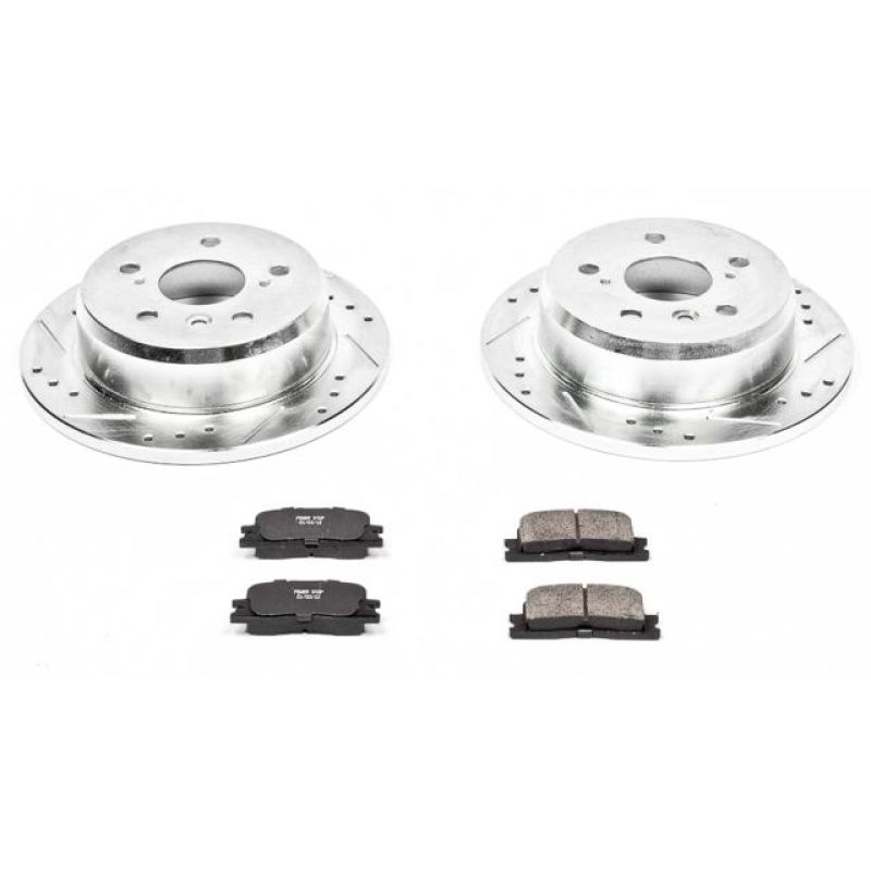 Lexus ES300 Brake Kit - Rear - PowerStop - Drilled & Slotted Rotors + Carbon-Fiber Ceramic Pads - `02-`03