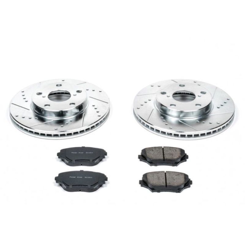 Toyota RAV4 Brake Kit - Front - PowerStop - Drilled & Slotted Rotors + Carbon-Fiber Ceramic Pads - `01-`05