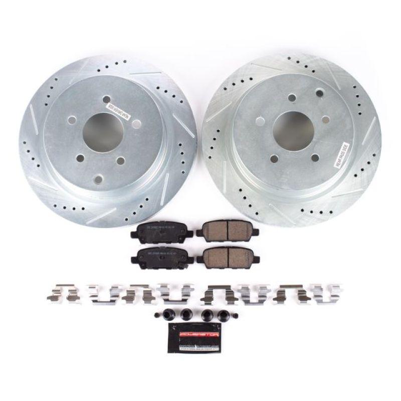 Infiniti FX35 Brake Kit - Rear - PowerStop - Drilled & Slotted Rotors + Carbon-Fiber Ceramic Pads - `03-`12 Infiniti FX35 Brake Kit - Rear - PowerStop - Drilled & Slotted Rotors + Carbon-Fiber Ceramic Pads - `03-`12