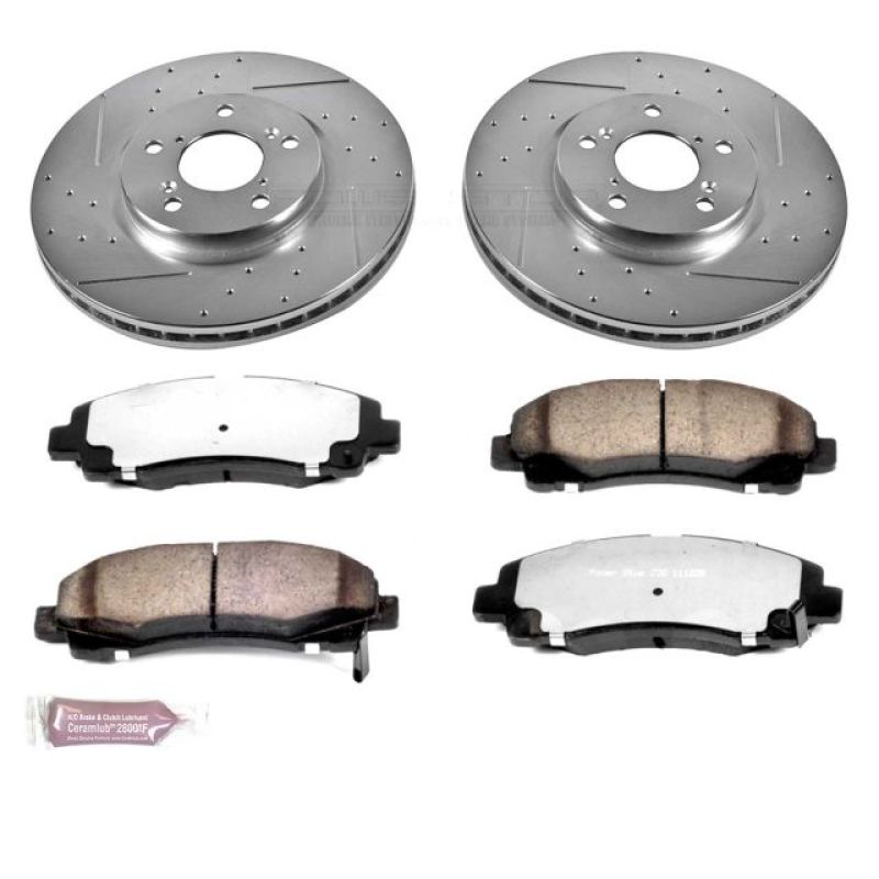 Honda Ridgeline Brake Kit - Front - PowerStop - Drilled & Slotted Rotors + Carbon-Fiber Ceramic Pads - `06-`11