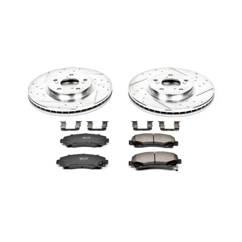 Honda Ridgeline Brake Kit - Front - PowerStop - Drilled & Slotted Rotors + Carbon-Fiber Ceramic Pads - `06-`11