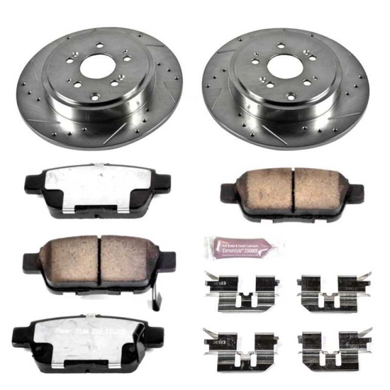 Honda Ridgeline Brake Kit - Rear - PowerStop - Drilled & Slotted Rotors + Carbon-Fiber Ceramic Pads - `06-`14