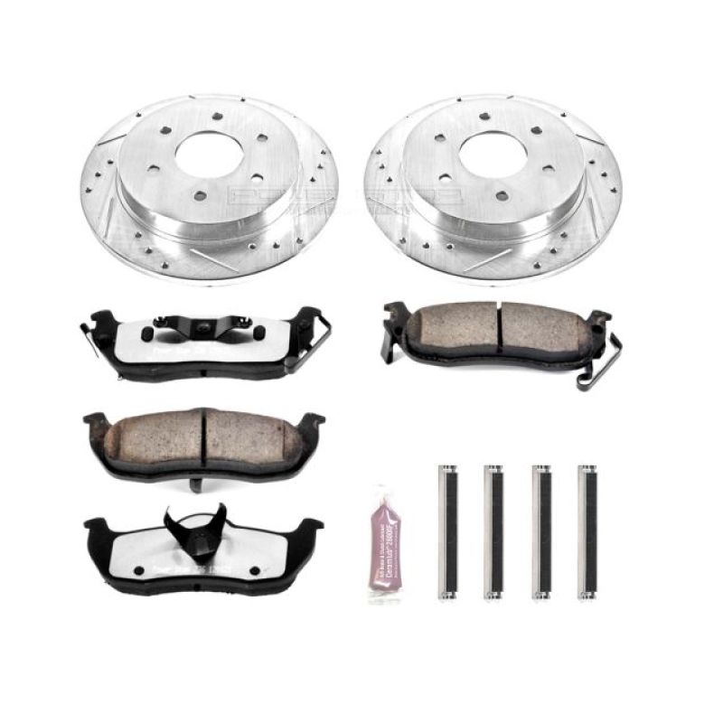 Infiniti QX56 Brake Kit - Rear - PowerStop - Z36 Truck & Tow Drilled & Slotted Rotors + Carbon-Fiber Ceramic Pads - `04-`10