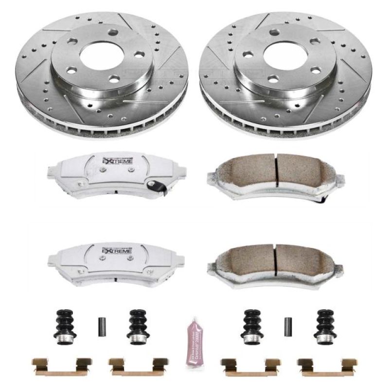 Buick Century Brake Kit - Front - PowerStop - Z26 Street Warrior + Drilled & Slotted Rotors + Carbon-Fiber Ceramic Pads - `97-`05 Buick Century Brake Kit - Front - PowerStop - Z26 Street Warrior + Drilled & Slotted Rotors + Carbon-Fiber Ceramic Pads - `97-`05
