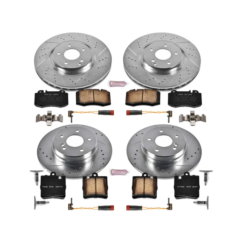 Mercedes-Benz C230 Brake Kit - Front + Rear - PowerStop - Drilled & Slotted Rotors + Carbon-Fiber Ceramic Pads - 2004 Mercedes-Benz C230 Brake Kit - Front + Rear - PowerStop - Drilled & Slotted Rotors + Carbon-Fiber Ceramic Pads - 2004