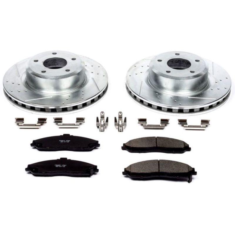 Pontiac GTO Brake Kit - Front - PowerStop - Drilled & Slotted Rotors + Carbon-Fiber Ceramic Pads - `05-`06