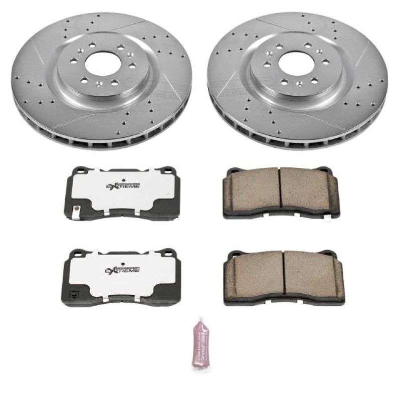Cadillac CTS Brake Kit - Front - PowerStop - Drilled & Slotted Rotors + Carbon-Fiber Ceramic Pads - `04-`07