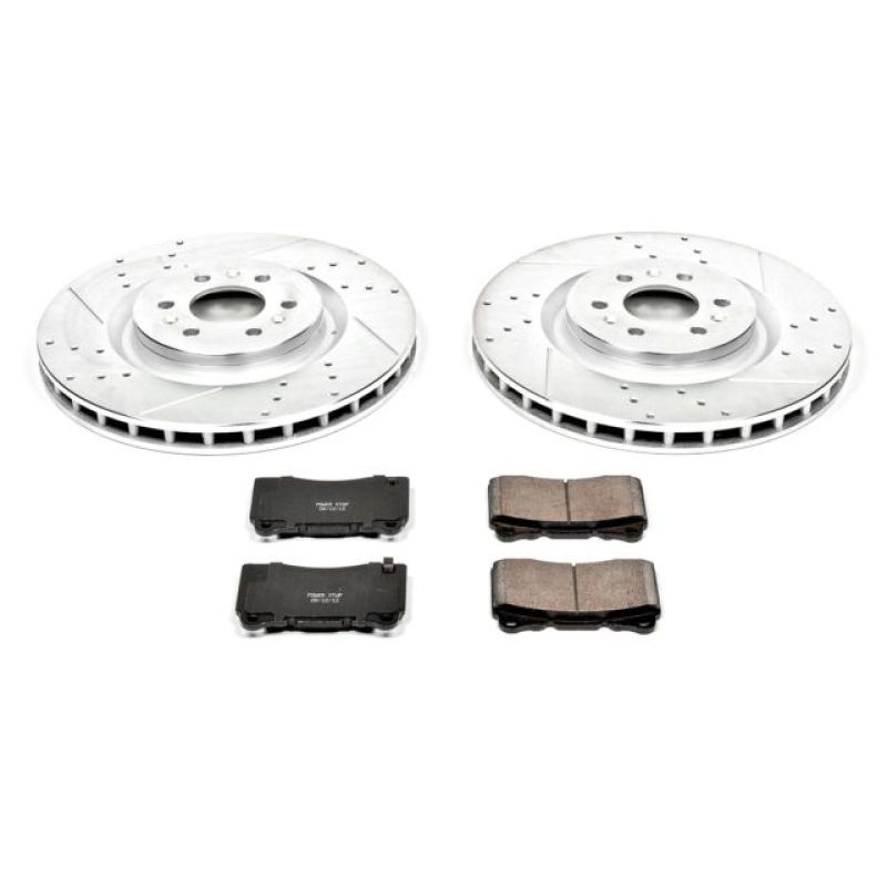 Cadillac CTS Brake Kit - Front - PowerStop - Drilled & Slotted Rotors + Carbon-Fiber Ceramic Pads - `04-`07