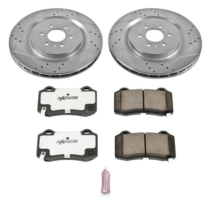 Cadillac CTS Brake Kit - Rear - PowerStop - Drilled & Slotted Rotors + Carbon-Fiber Ceramic Pads - `04-`07