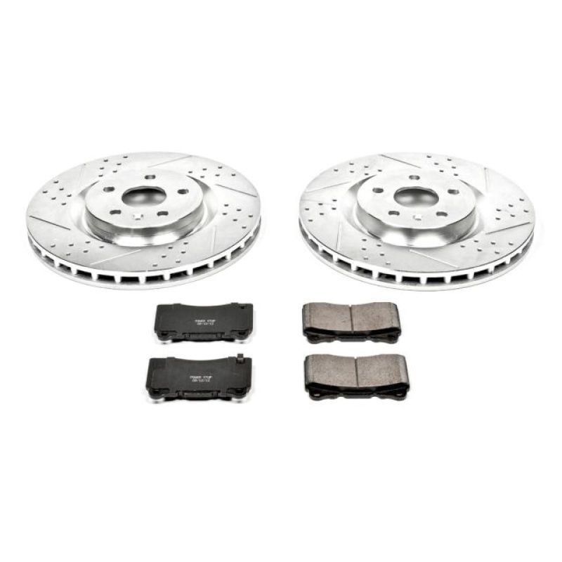 Buick Regal Brake Kit - Front - PowerStop - Z23 Evolution Sport + Drilled & Slotted Rotors + Carbon-Fiber Ceramic Pads - `12-`13