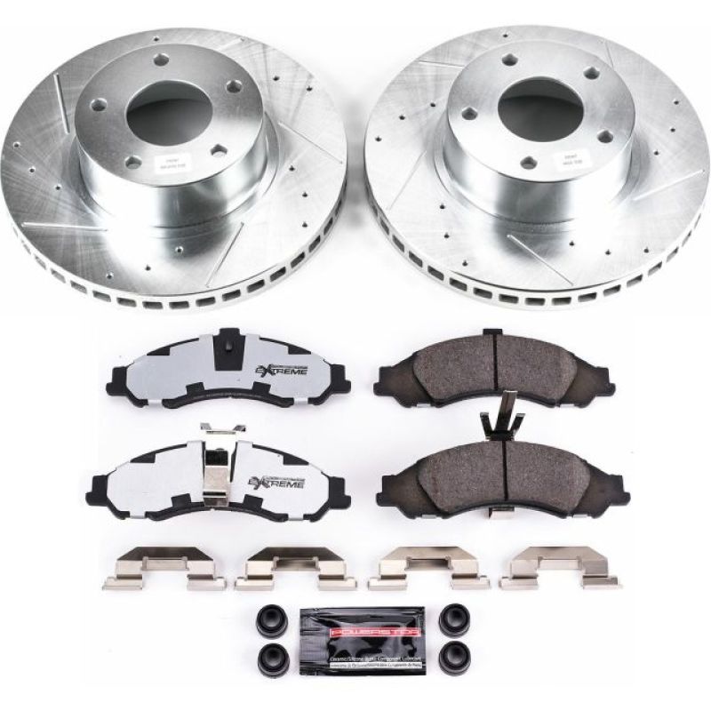 Pontiac GTO Brake Kit - Front - PowerStop - Drilled & Slotted Rotors + Carbon-Fiber Ceramic Pads - 2004