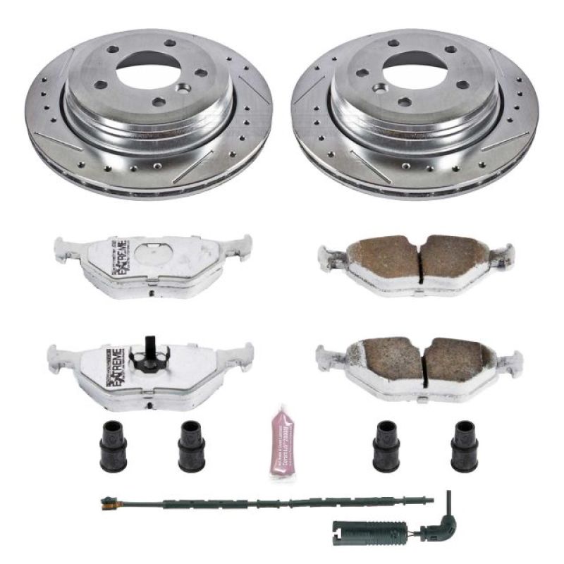 BMW 3 Series Brake Kit - Rear - PowerStop - Drilled & Slotted Rotors + Carbon-Fiber Ceramic Pads - `01-`05