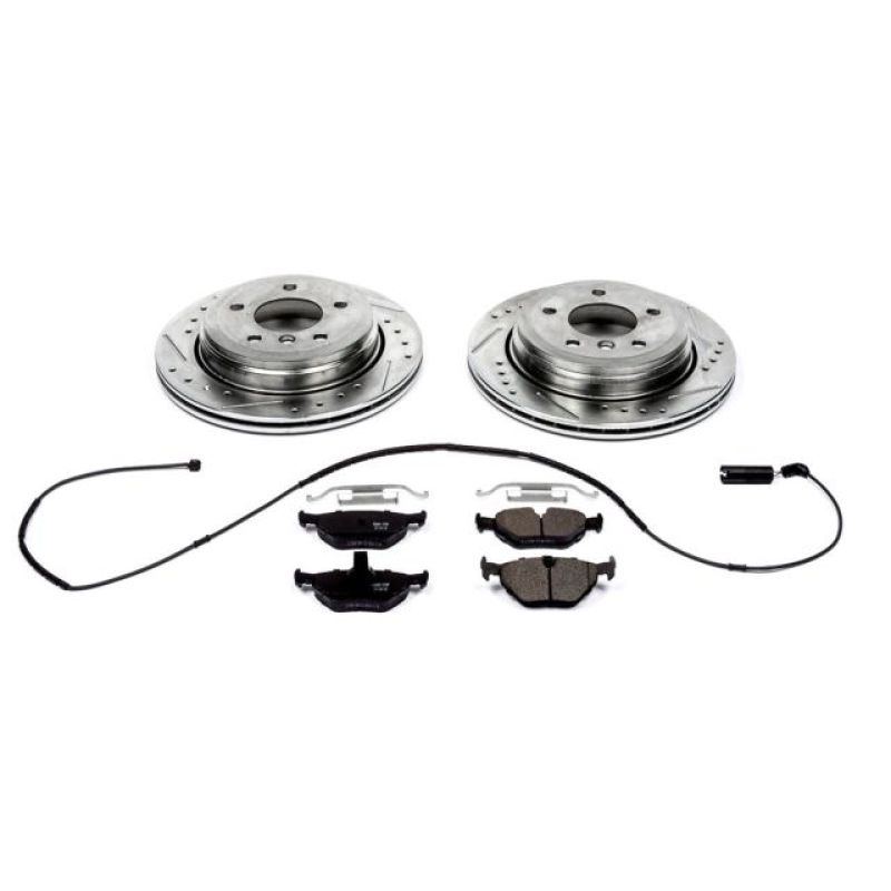 BMW 3 Series Brake Kit - Rear - PowerStop - Z23 Evolution Sport + Carbon-Fiber Ceramic Pads + Drilled & Slotted Rotors - `01-`05