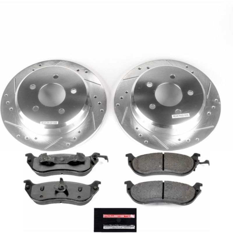 Ford Crown Victoria Brake Kit - Rear - PowerStop - Drilled & Slotted Rotors + Carbon-Fiber Ceramic Pads - `96-`02